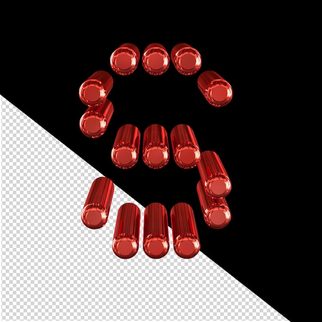 PSD 3d symbol made of cylinders letter s