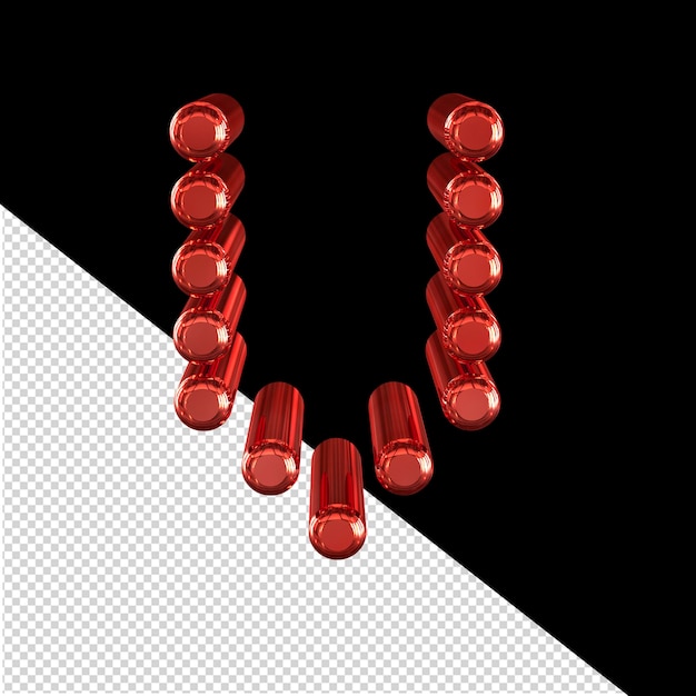 PSD 3d symbol made of cylinders letter v