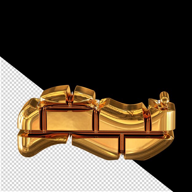 Il simbolo 3d fatto di mattoni d'oro