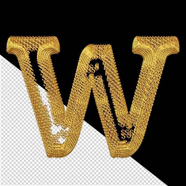 PSD 3d symbol made of gold dollar signs letter w