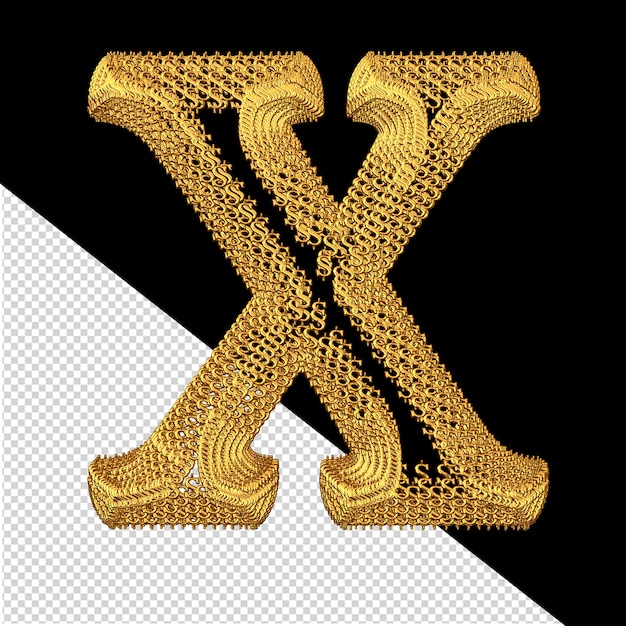 3d symbol made of gold dollar signs letter x