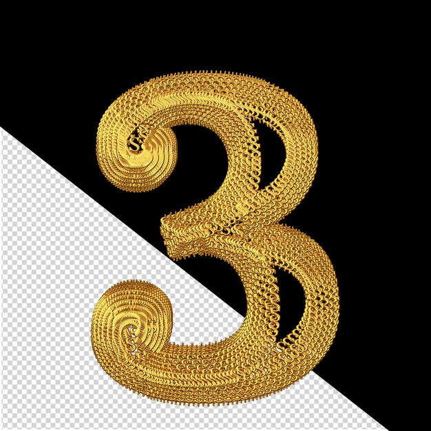 3d symbol made of gold dollar signs number 3