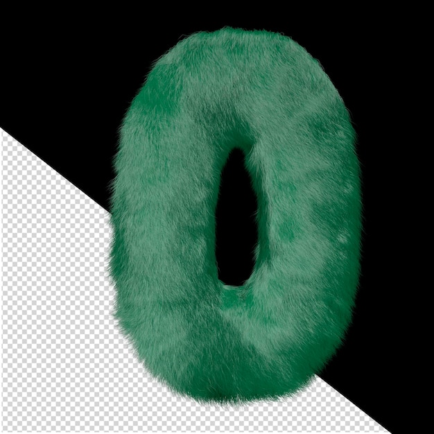 3d symbol made of green grass letter o