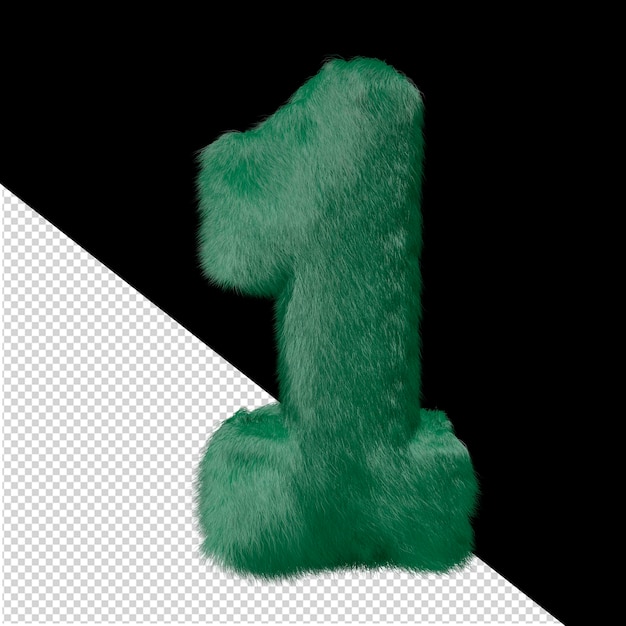 PSD 3d symbol made of green grass number 1