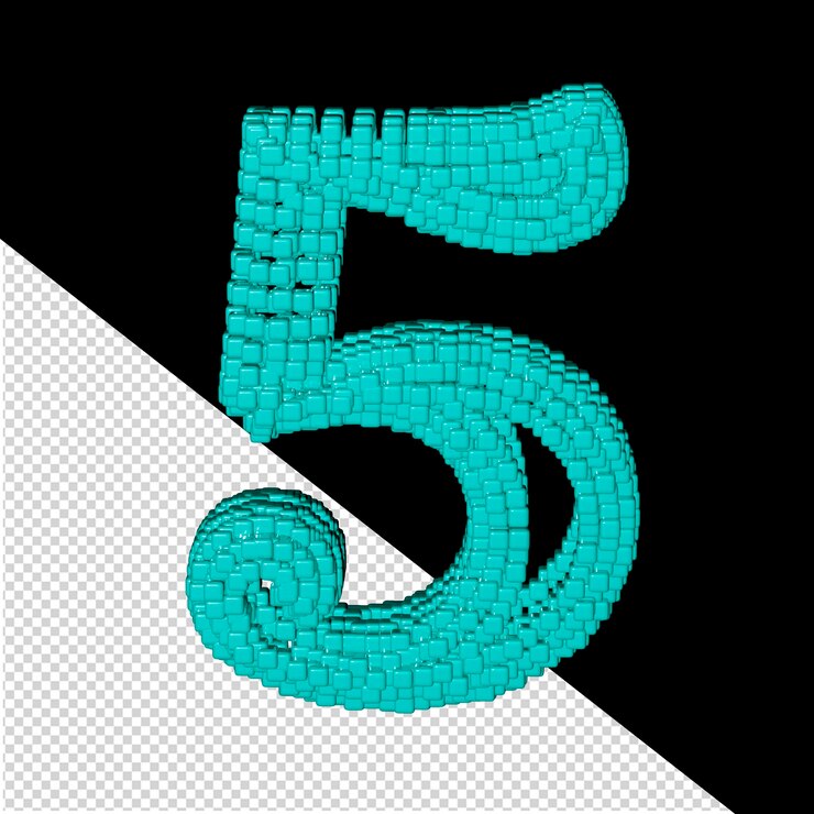 PSD 3d symbol made of menthol cubes number 5