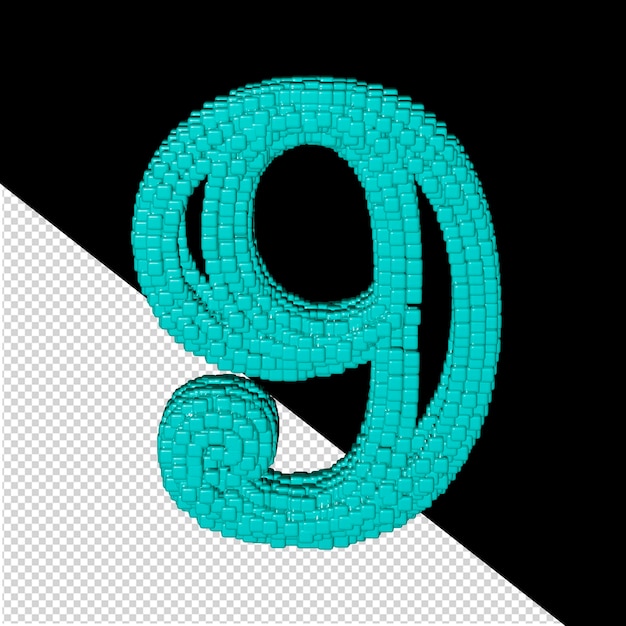 PSD 3d symbol made of menthol cubes number 9