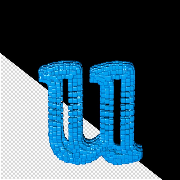 PSD 3d символ из синих кубиков буква u