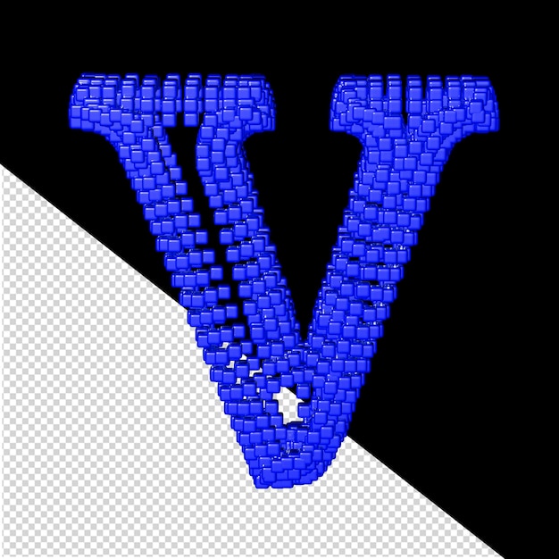 PSD 파란색 큐브 문자 v로 만든 3d 기호