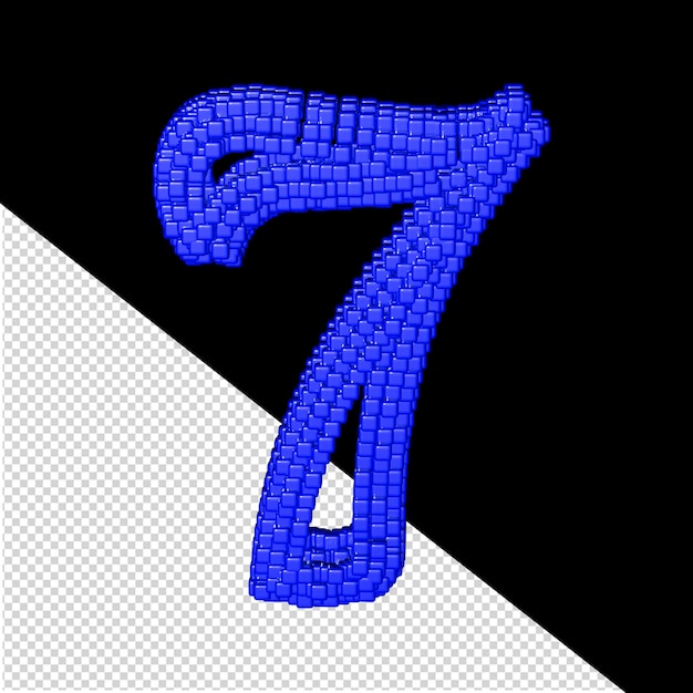 PSD 青い立方体番号 7 で作られた 3 d シンボル