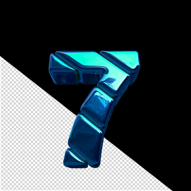 3d symbol made of blue diagonal blocks number 7