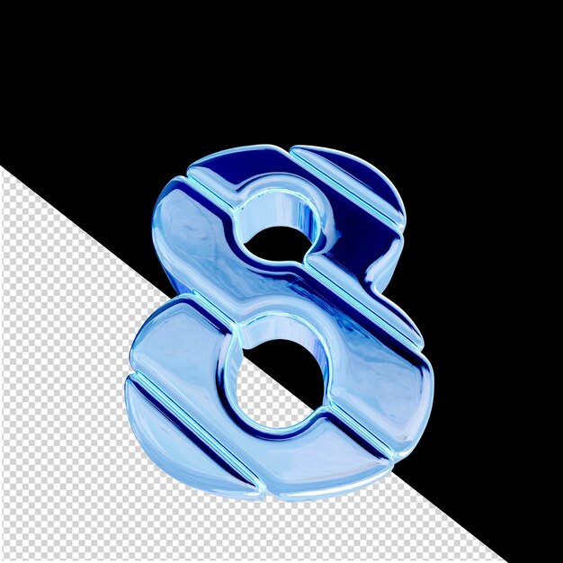 3d symbol made of blue ice diagonal blocks number 8