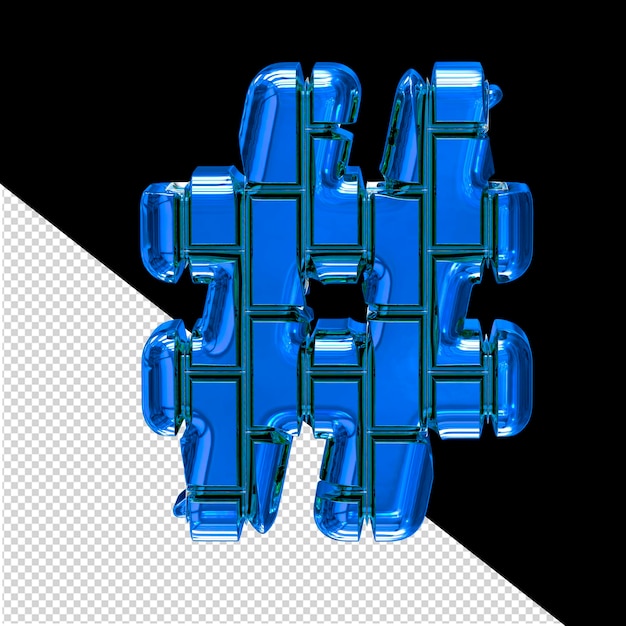 PSD 3d символ из синих вертикальных кирпичей