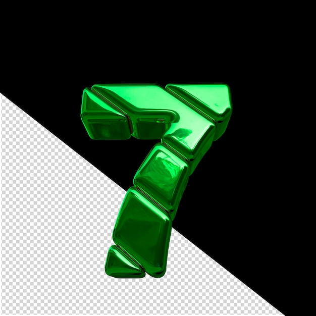 3d symbol made of green diagonal blocks number 7