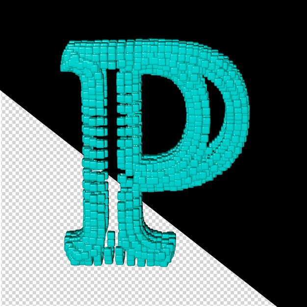 PSD 멘톨 큐브로 만든 3d 기호, 글자 p