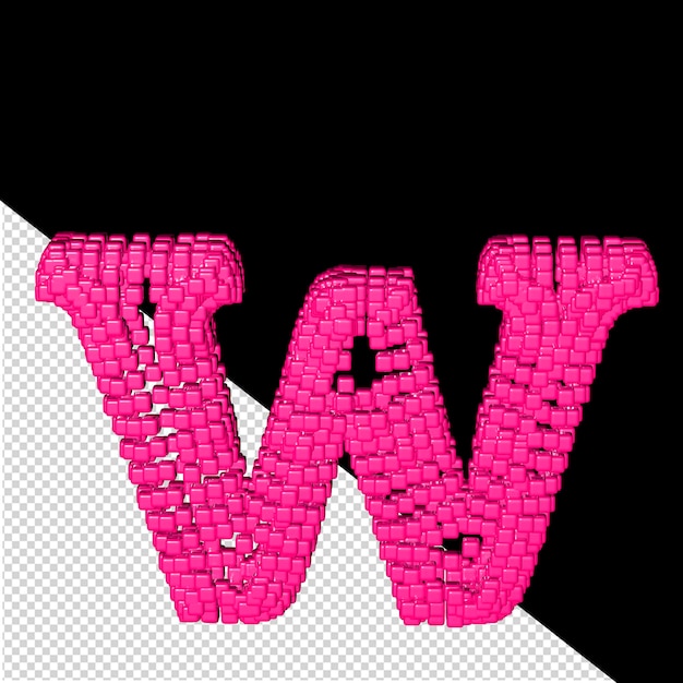 ピンクの立方体の文字 w で作られた 3 d シンボル