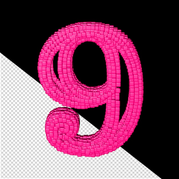PSD 3d символ из розовых кубиков номер 9