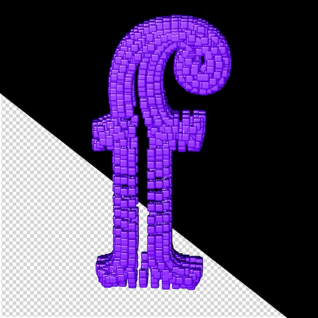 PSD 紫色の立方体文字 f で作られた 3 d シンボル