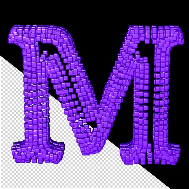 PSD 紫色の立方体文字 m で作られた 3 d シンボル