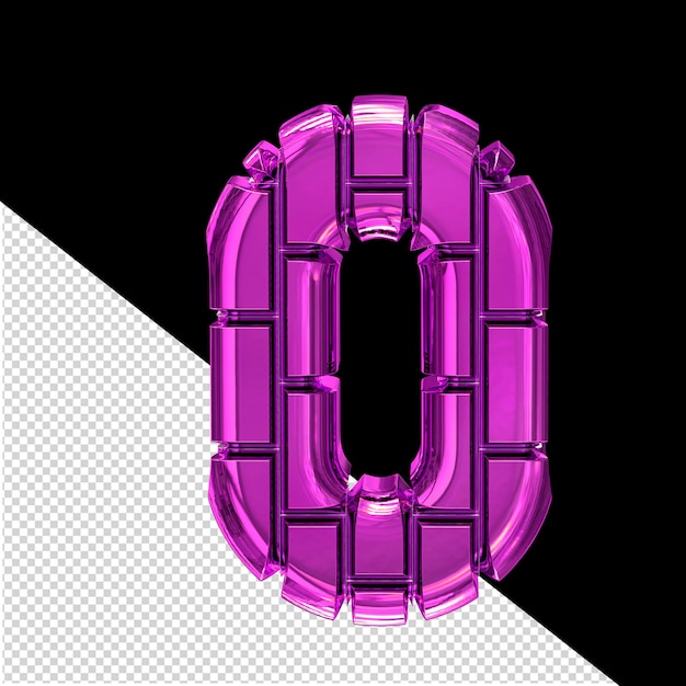 紫色の垂直レンガ番号 0 で作られた 3 d シンボル