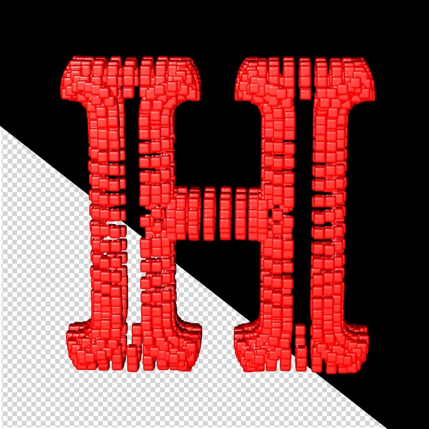 PSD 빨간색 큐브 문자 h로 만든 3d 기호