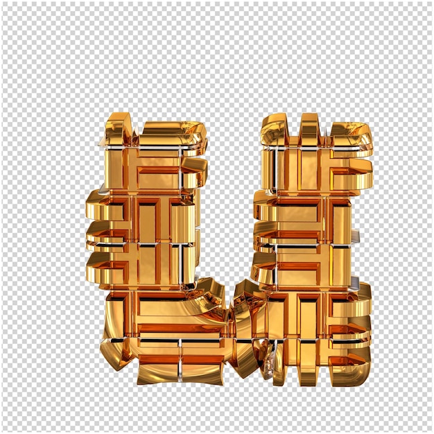 3d символ из трансформированной золотой буквы u