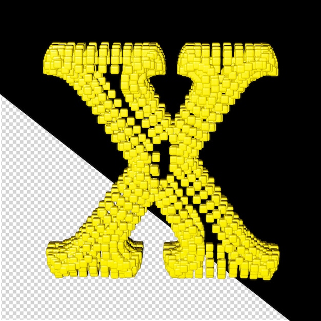 黄色の立方体文字 x で作られた 3 d シンボル