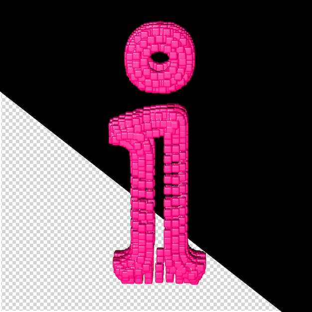 PSD 3d symbol made of pink cubes letter i