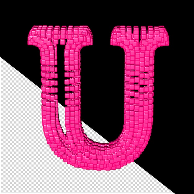 PSD 3d symbol made of pink cubes letter u