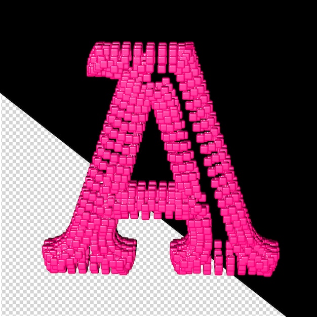 PSD 3d symbol made of pink cubes letter a