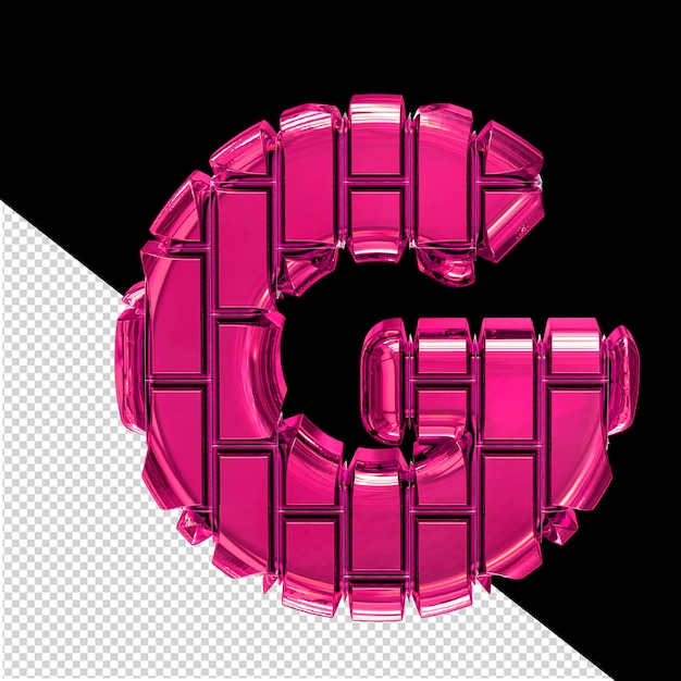 3d symbol made of pink vertical bricks letter g