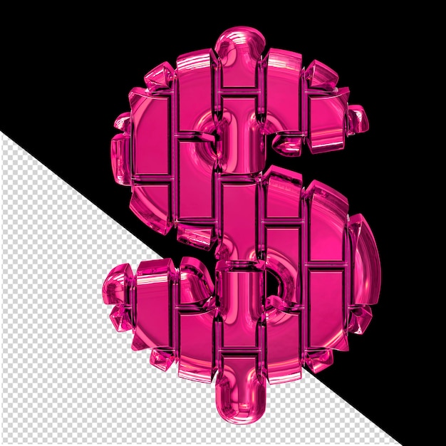 PSD 3d symbol made of pink vertical bricks