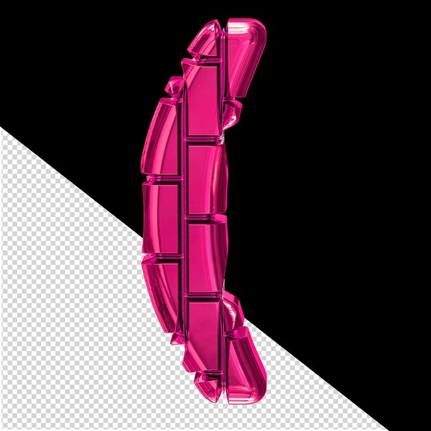 PSD 3d symbol made of pink vertical bricks