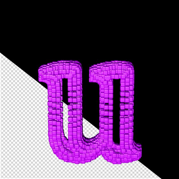 PSD 3d symbol made of purple cubes letter u