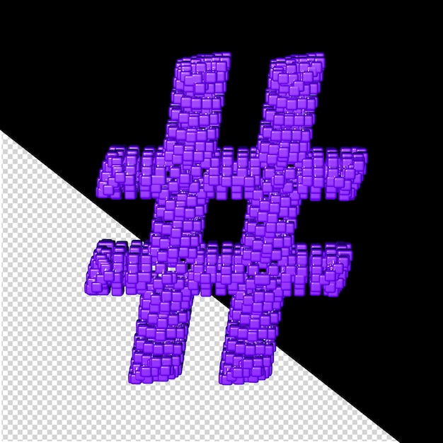 PSD 3d symbol made of purple cubes