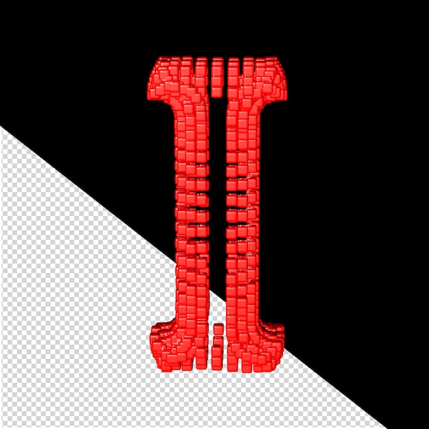 PSD 3d symbol made of red cubes letter i