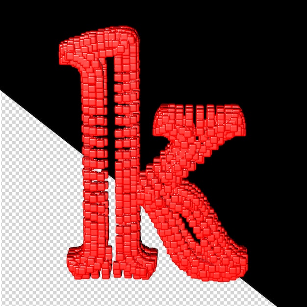 3d символ из красных кубиков буква k