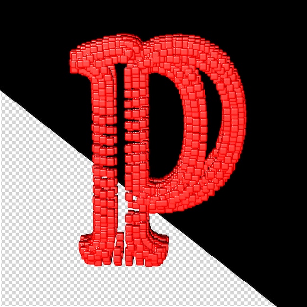 PSD 3d symbol made of red cubes letter p