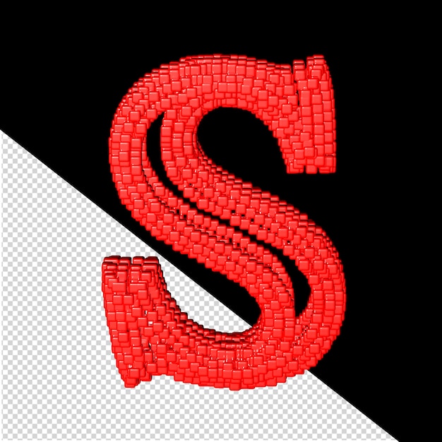 PSD 3d symbol made of red cubes letter s
