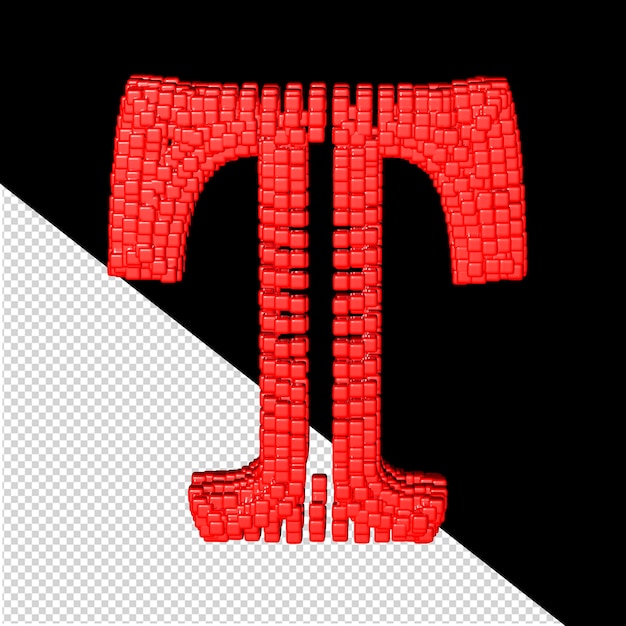 PSD 3d symbol made of red cubes letter t