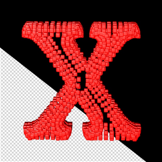 PSD 3d symbol made of red cubes letter x