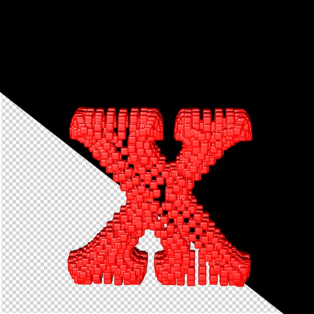 3d symbol made of red cubes letter x