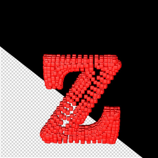 PSD 3d symbol made of red cubes letter z