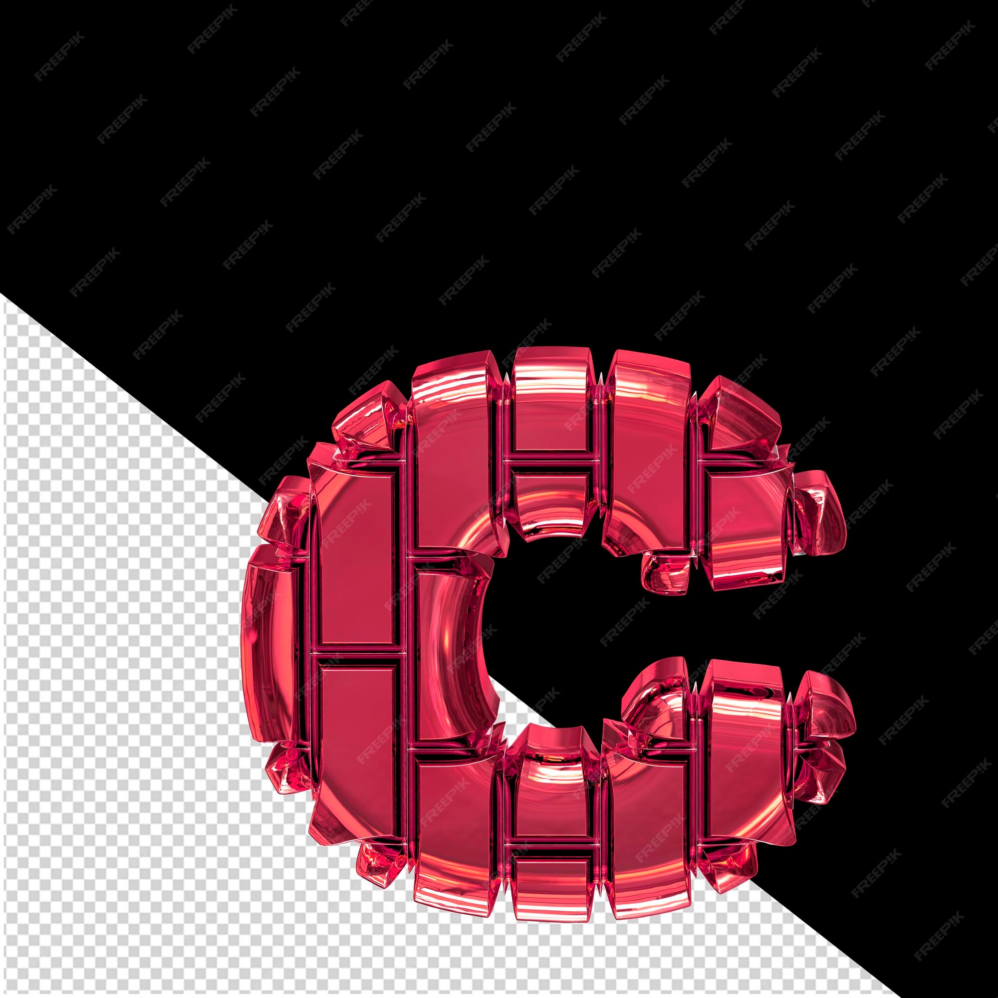 Premium PSD  3d symbol made of red vertical bricks