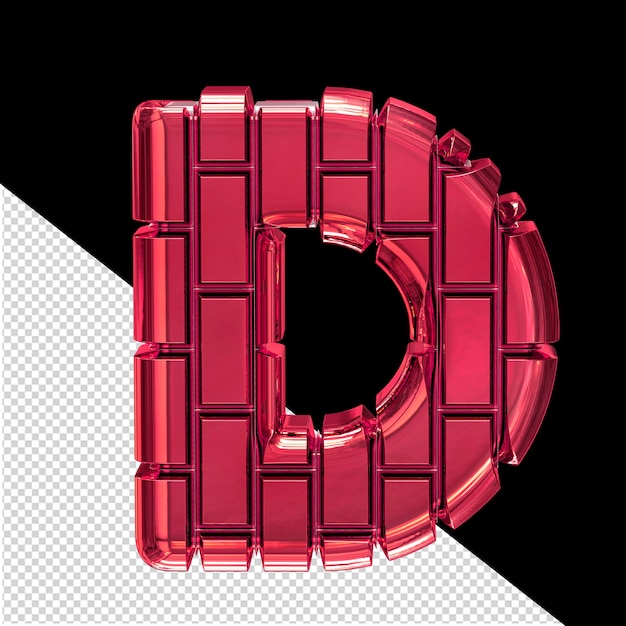 PSD 3d symbol made of red vertical bricks letter d