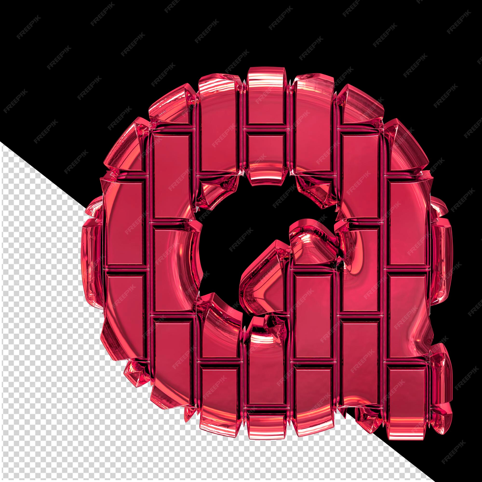 Premium PSD  3d symbol made of red vertical bricks