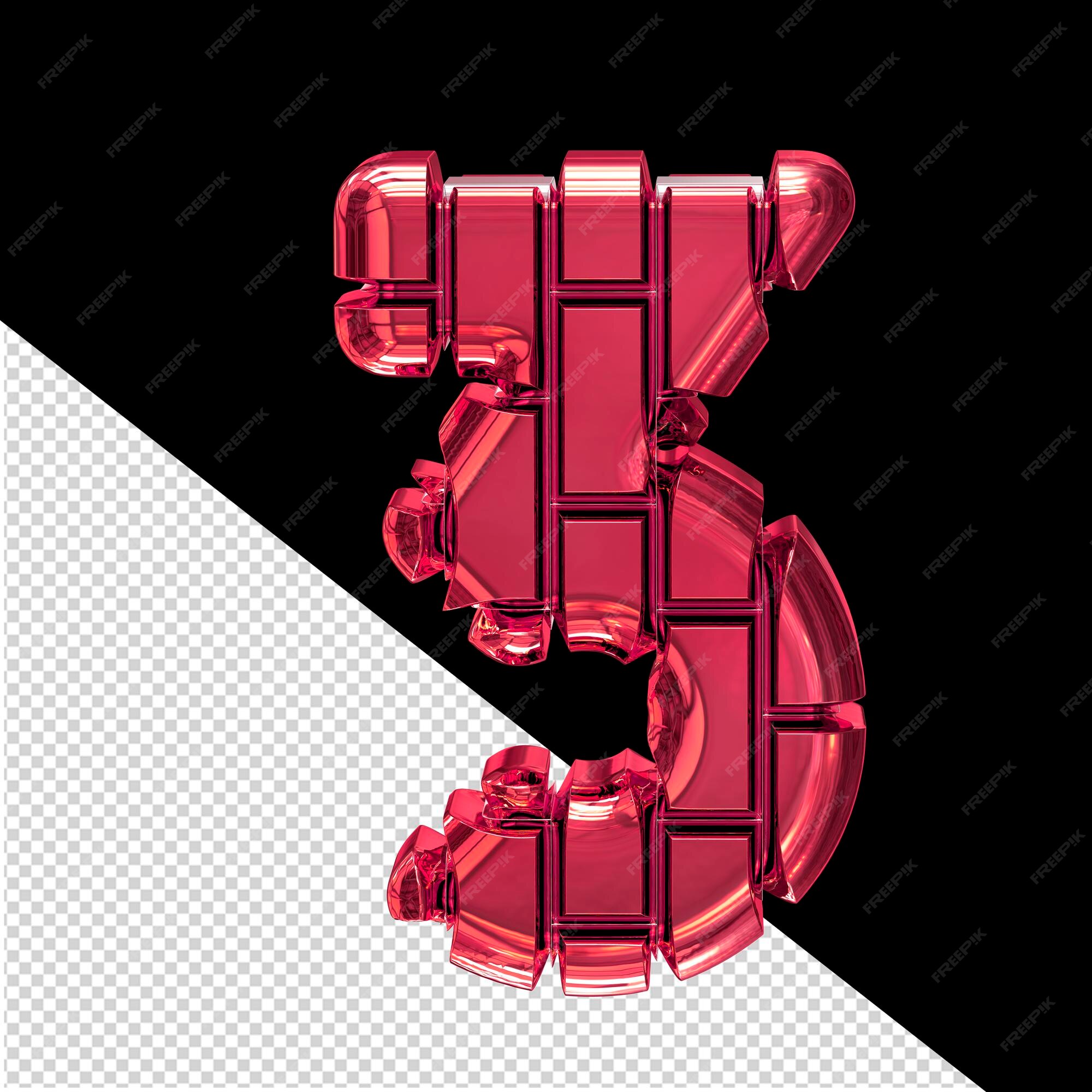 Premium PSD  3d symbol made of red vertical bricks