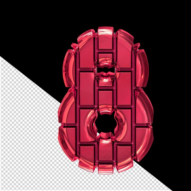 PSD 3d symbol made of red vertical bricks number 8