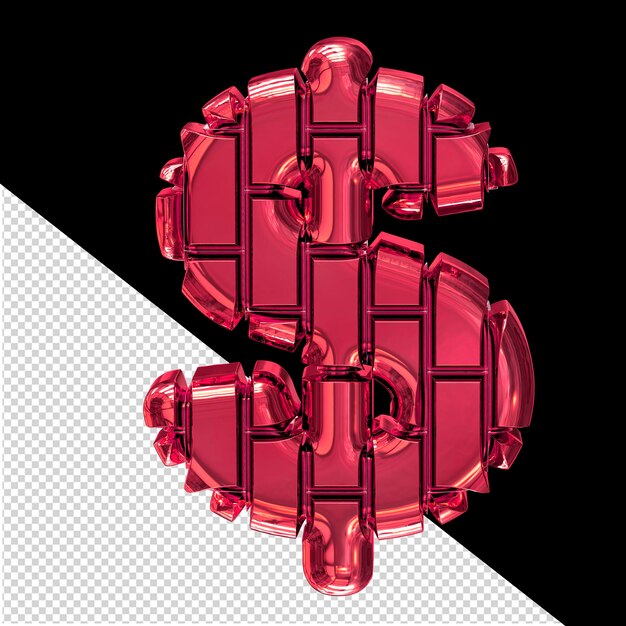 PSD 3d symbol made of red vertical bricks