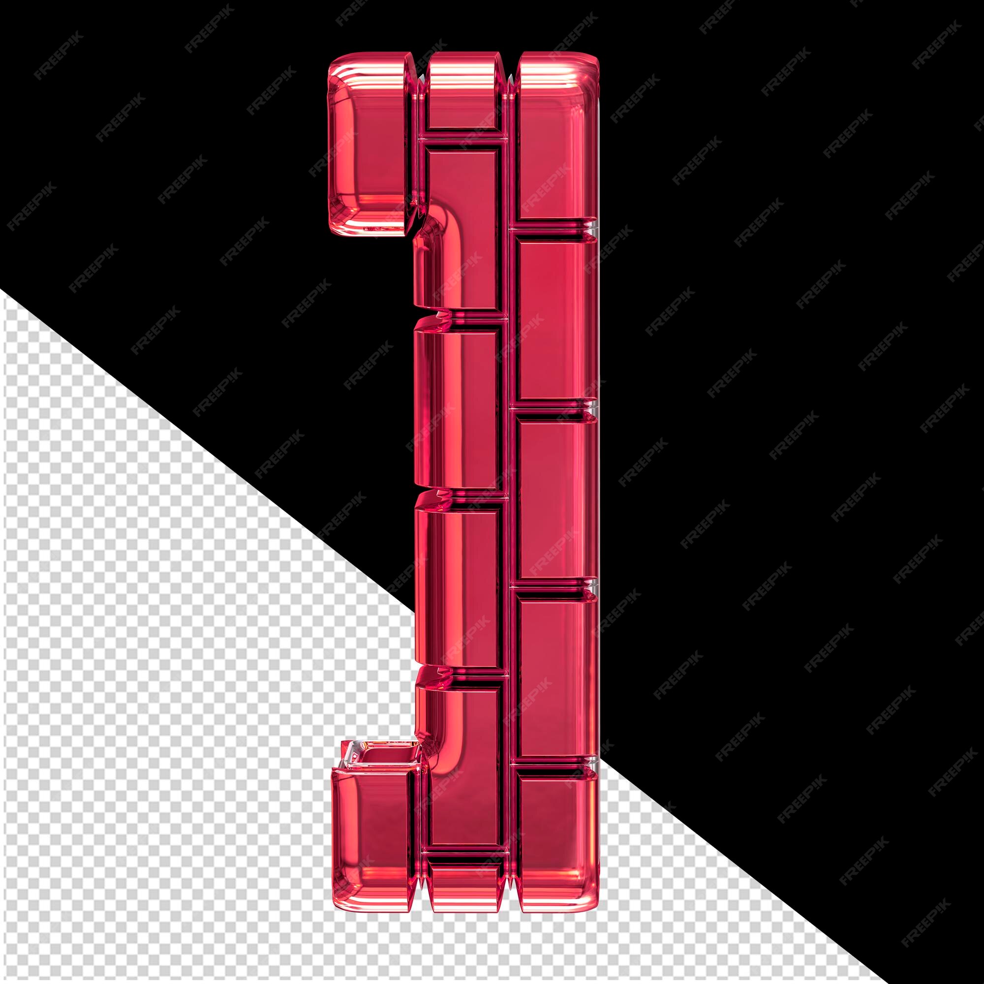 Premium PSD  3d symbol made of red vertical bricks