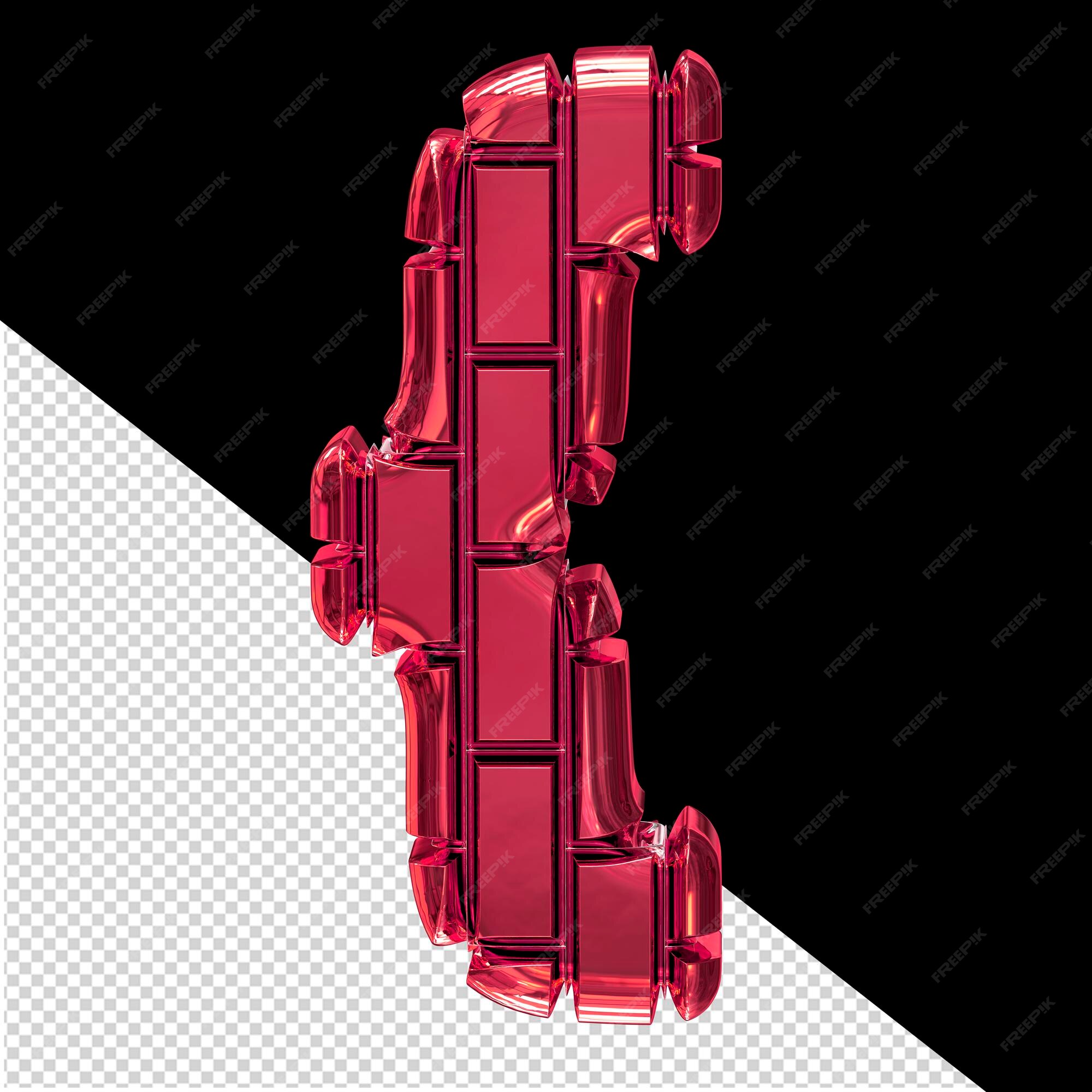 Premium PSD  3d symbol made of red vertical bricks